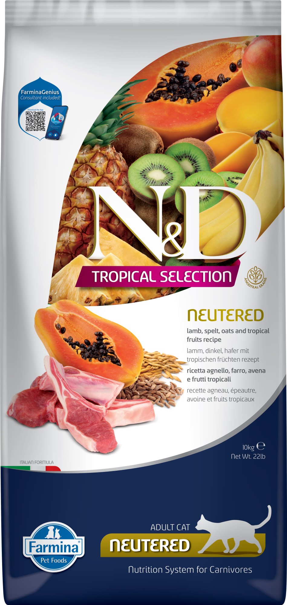 N&D Tropical nourriture pour le chat castré Agneau 10 kg