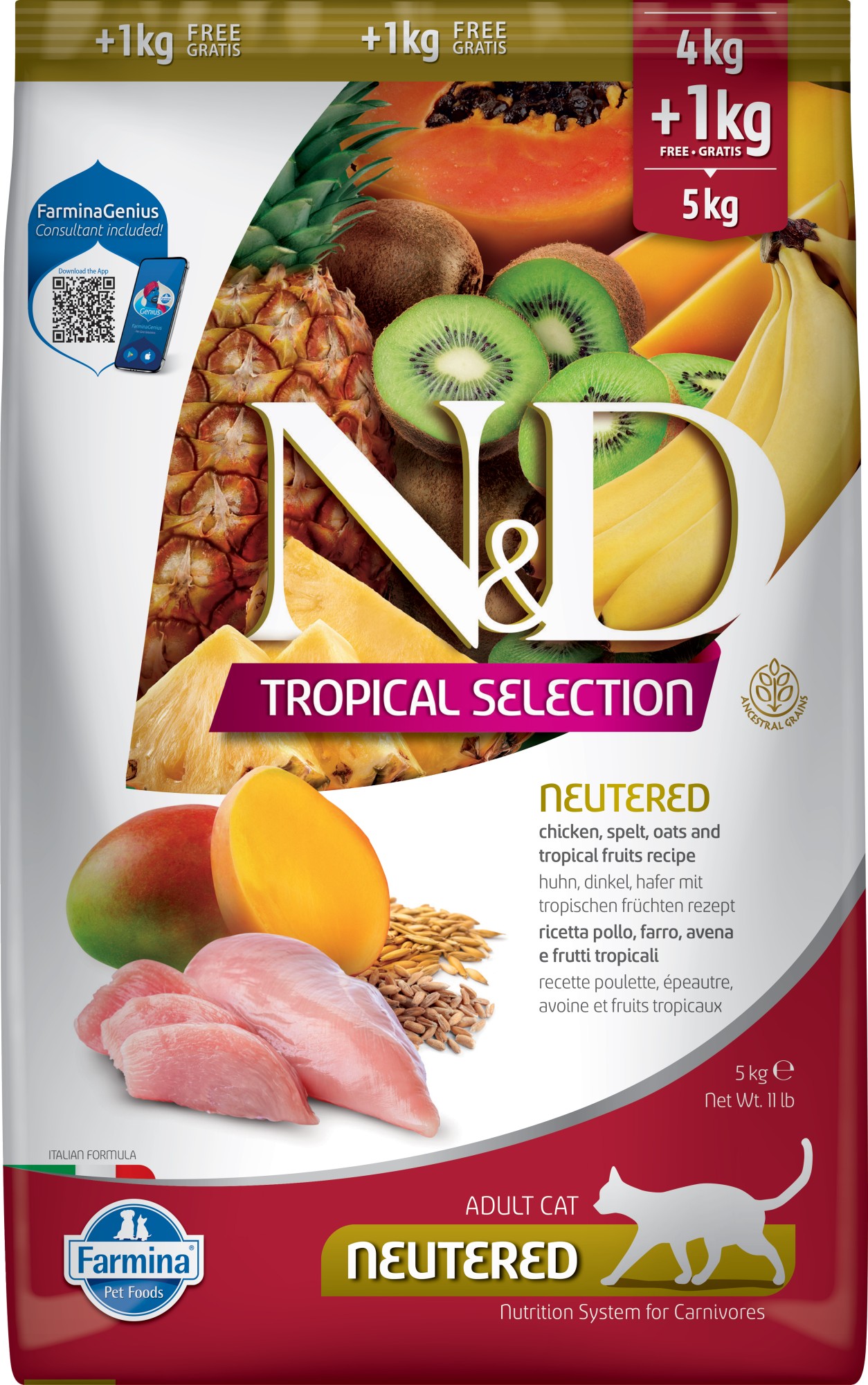 N&D Tropical nourriture pour le chat castré Poulet 5 kg