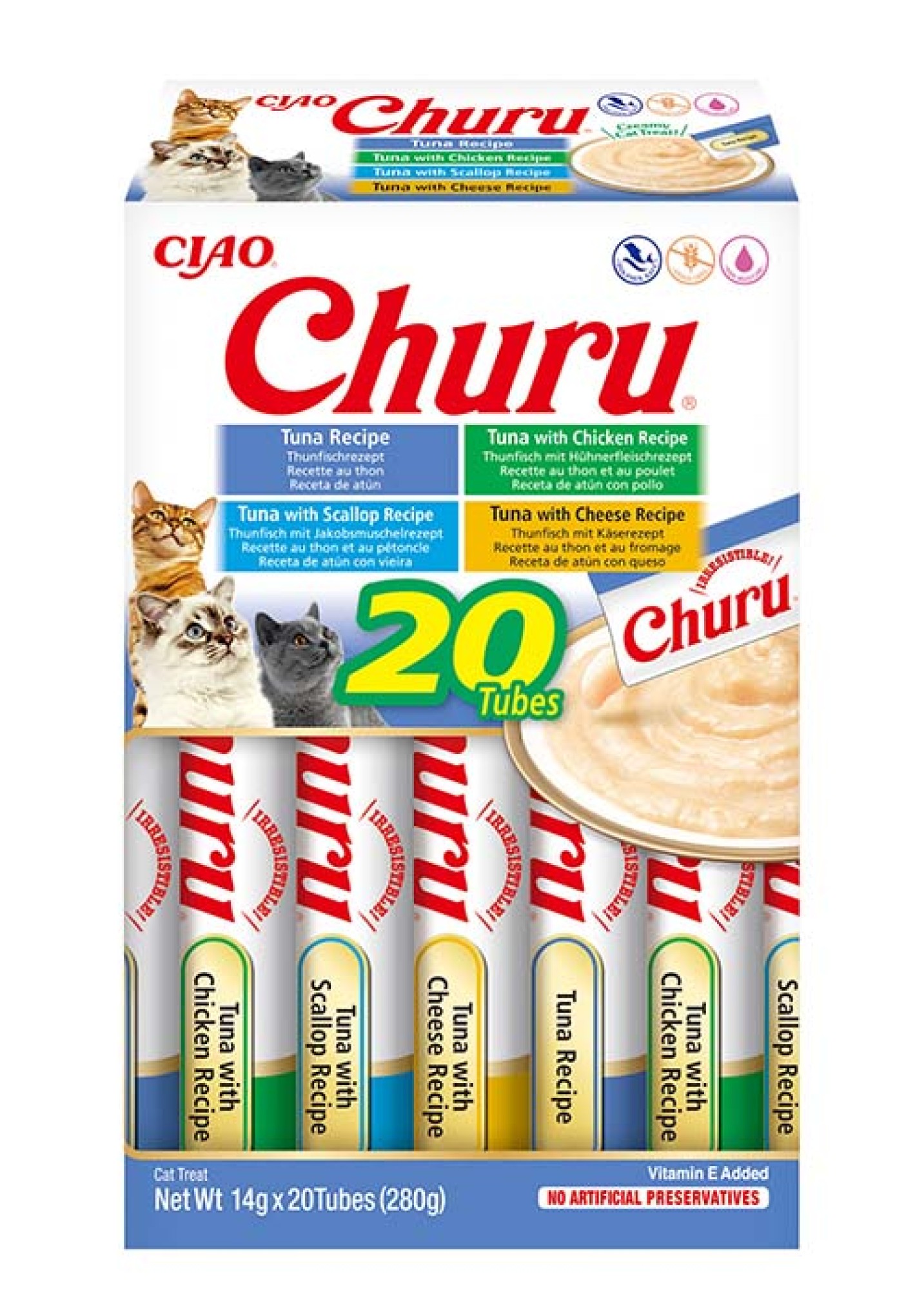CIAO Churu pour chats Purée Multipack de Thon - 20 pièces