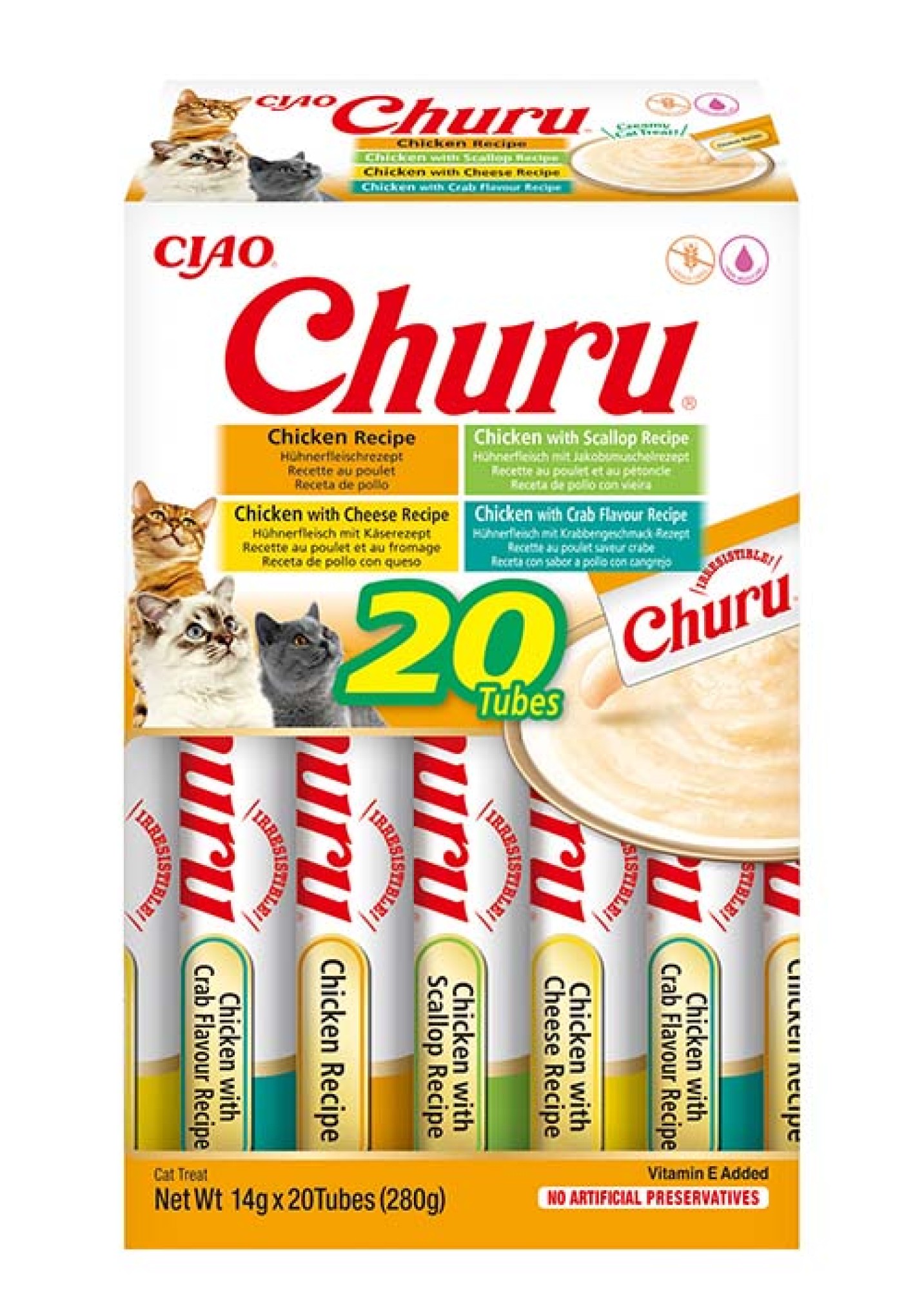 CIAO Churu pour chats Purée Multipack de Poulet - 20 pièces
