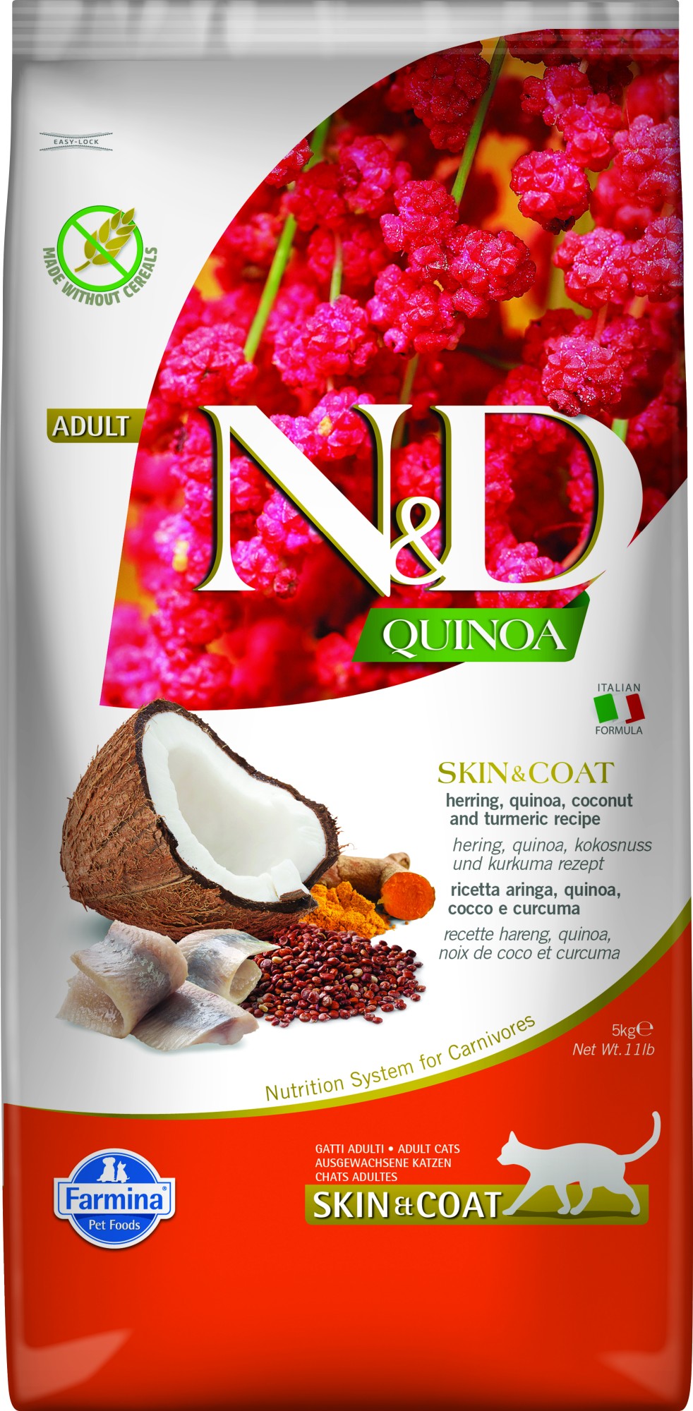 N&D Quinoa Skin & Coat nourriture pour chats Hareng 5 kg