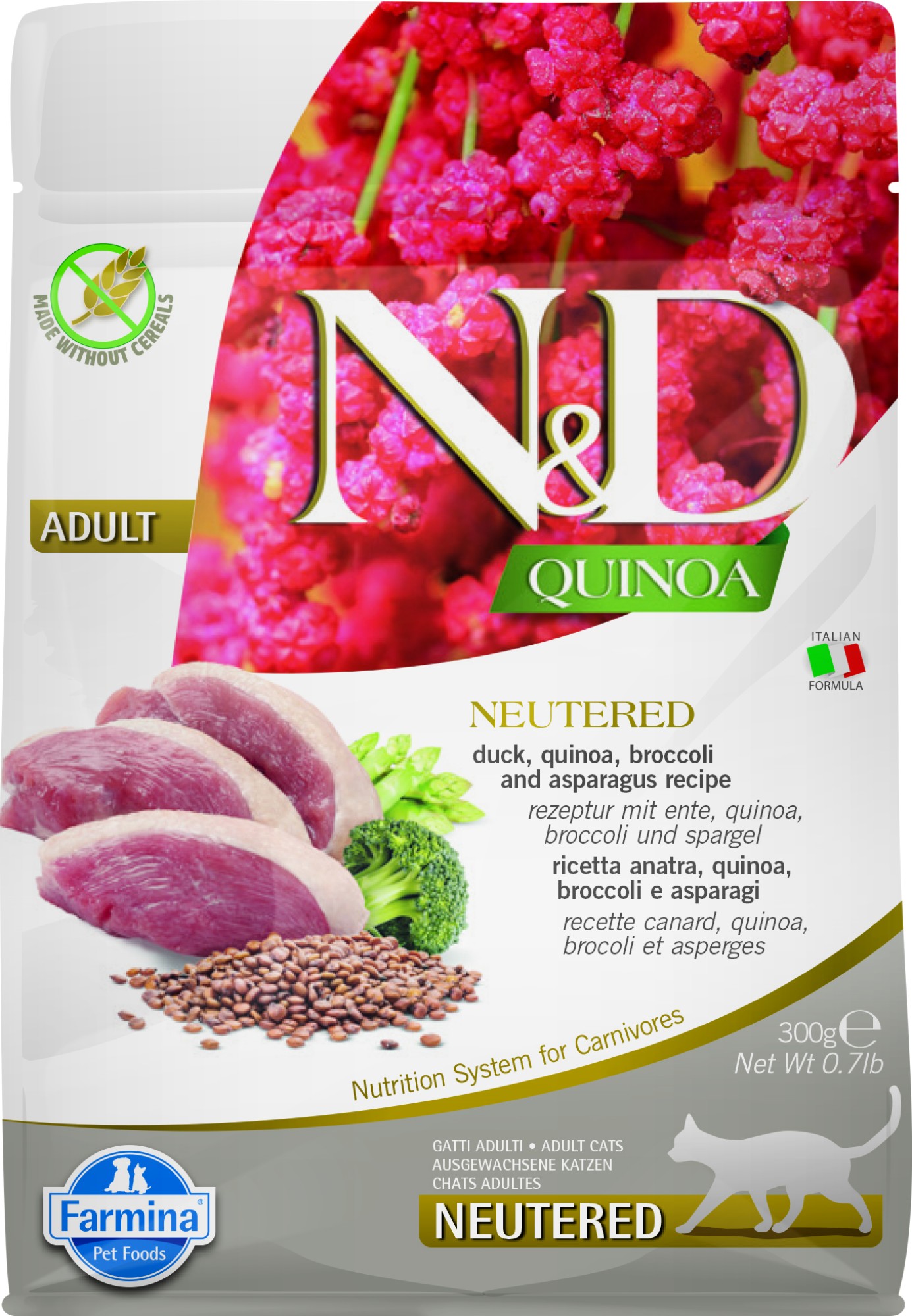 N&D Quinoa nourriture pour le chat castré Canard 300 gr.