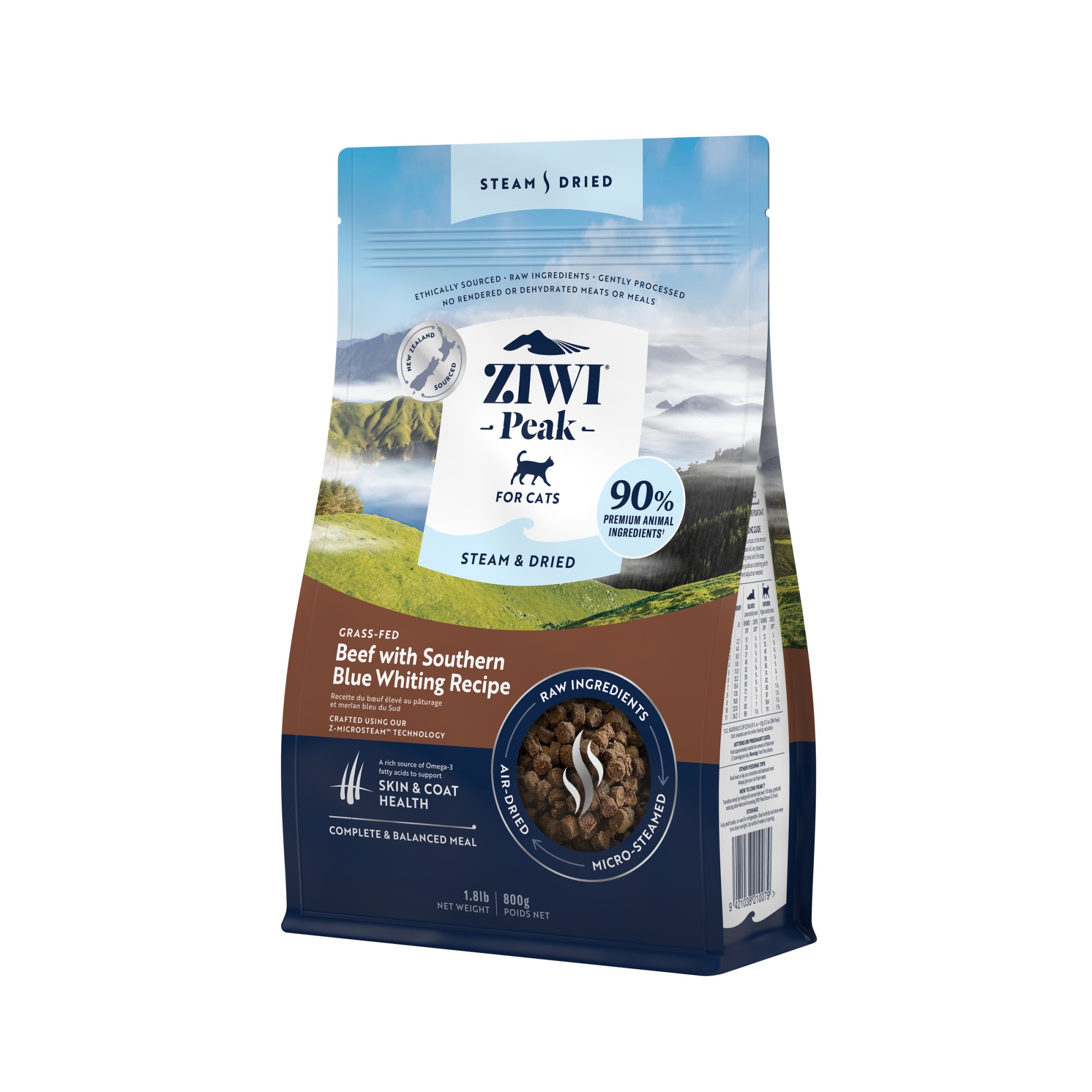 Ziwi Peak Steam & Dried kattenvoeding Rund 800 gr.