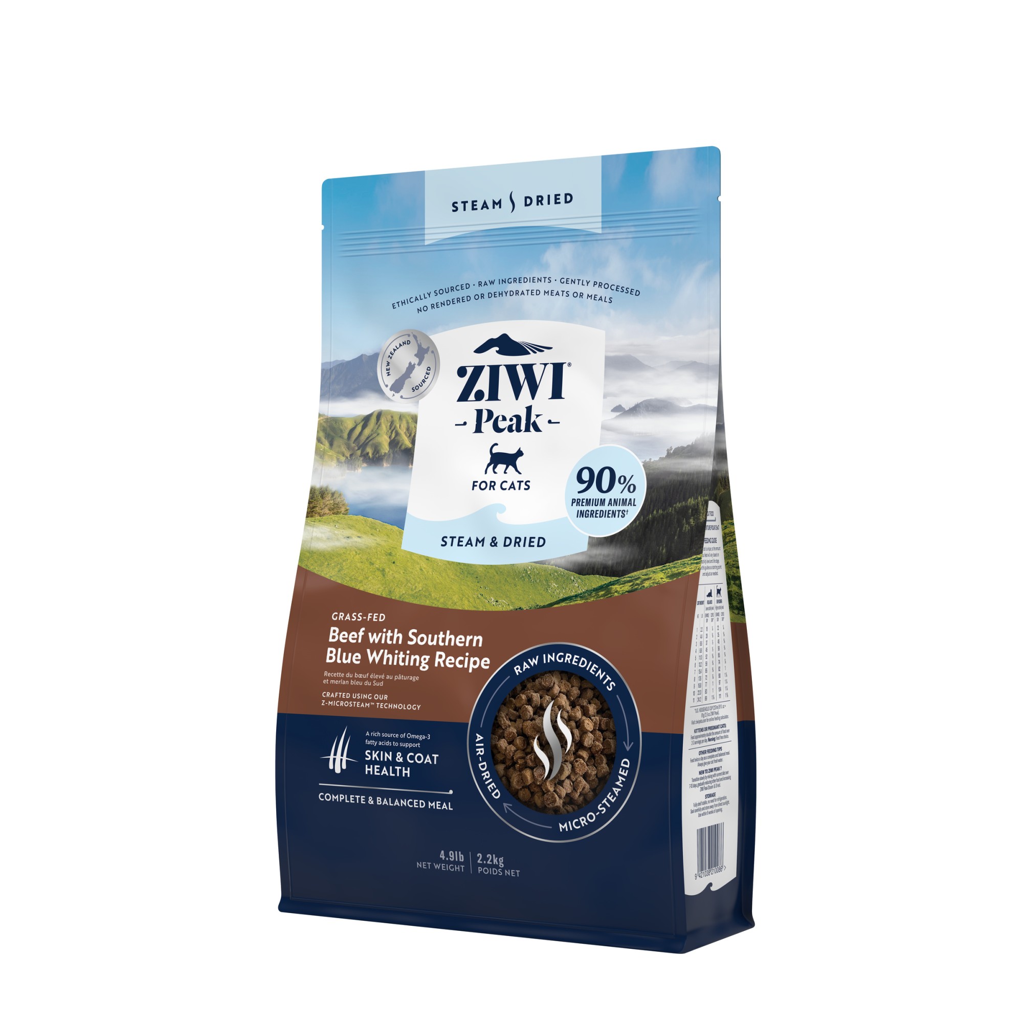Ziwi Peak Steam & Dried kattenvoeding Rund 2,2 kg