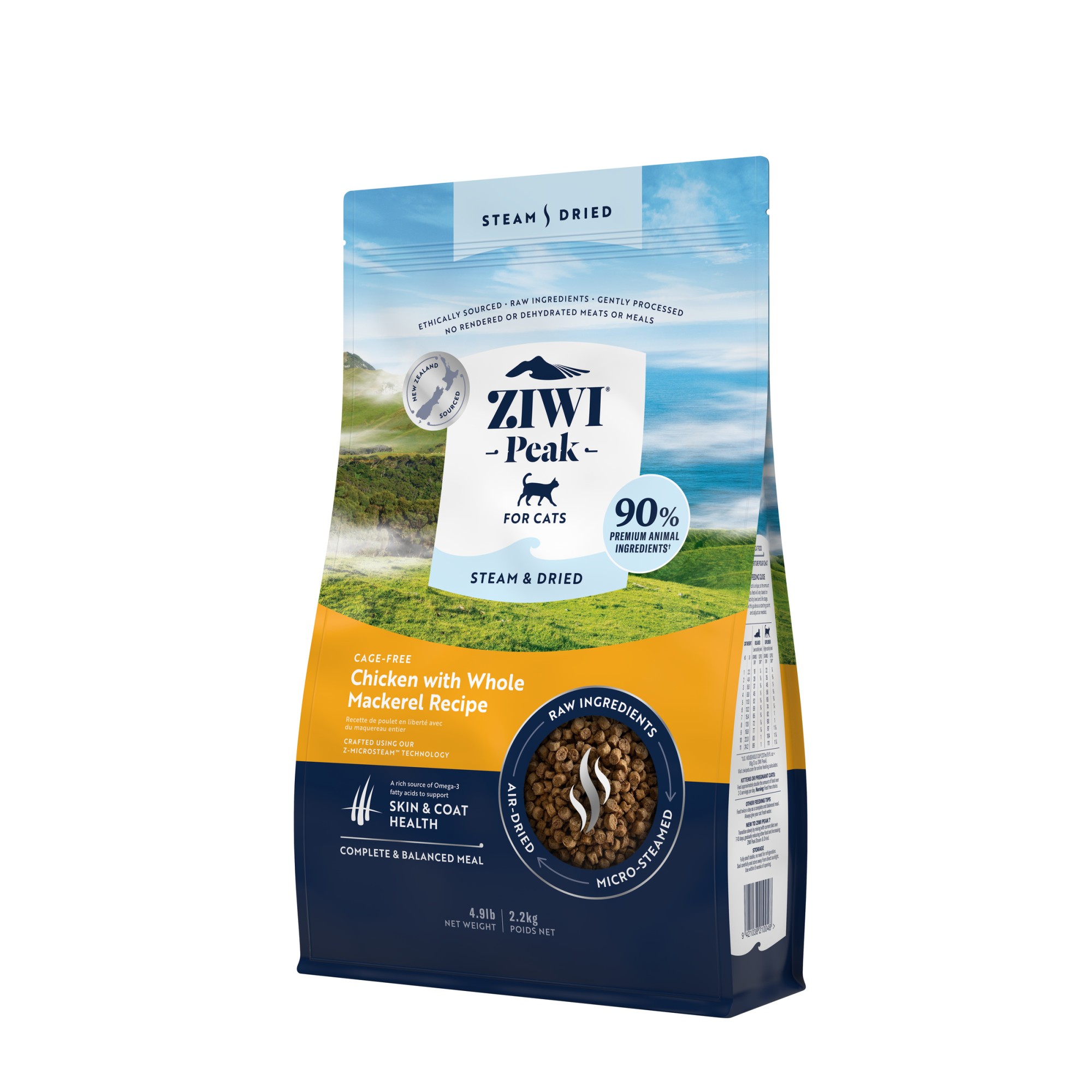 Ziwi Peak Steam & Dried kattenvoeding Kip 2,2 kg