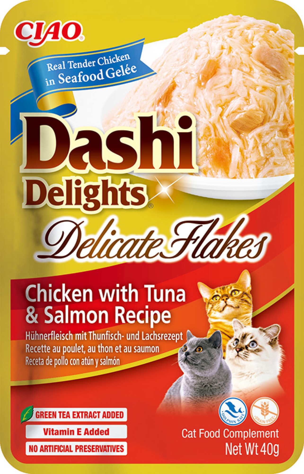 CIAO Dashi Delights Delicate Flakes pour chats Poulet au Thon et Saumon