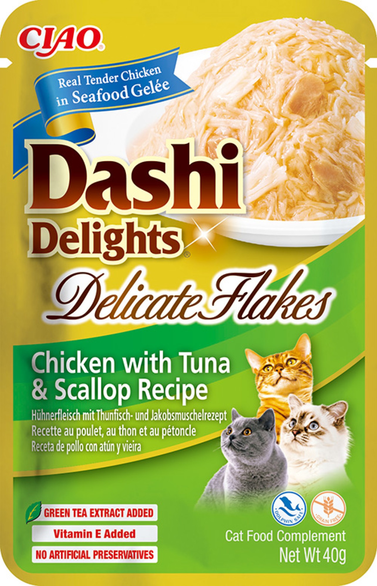 CIAO Dashi Delights Delicate Flakes pour chats Poulet au Thon et Coquilles Saint-Jacques