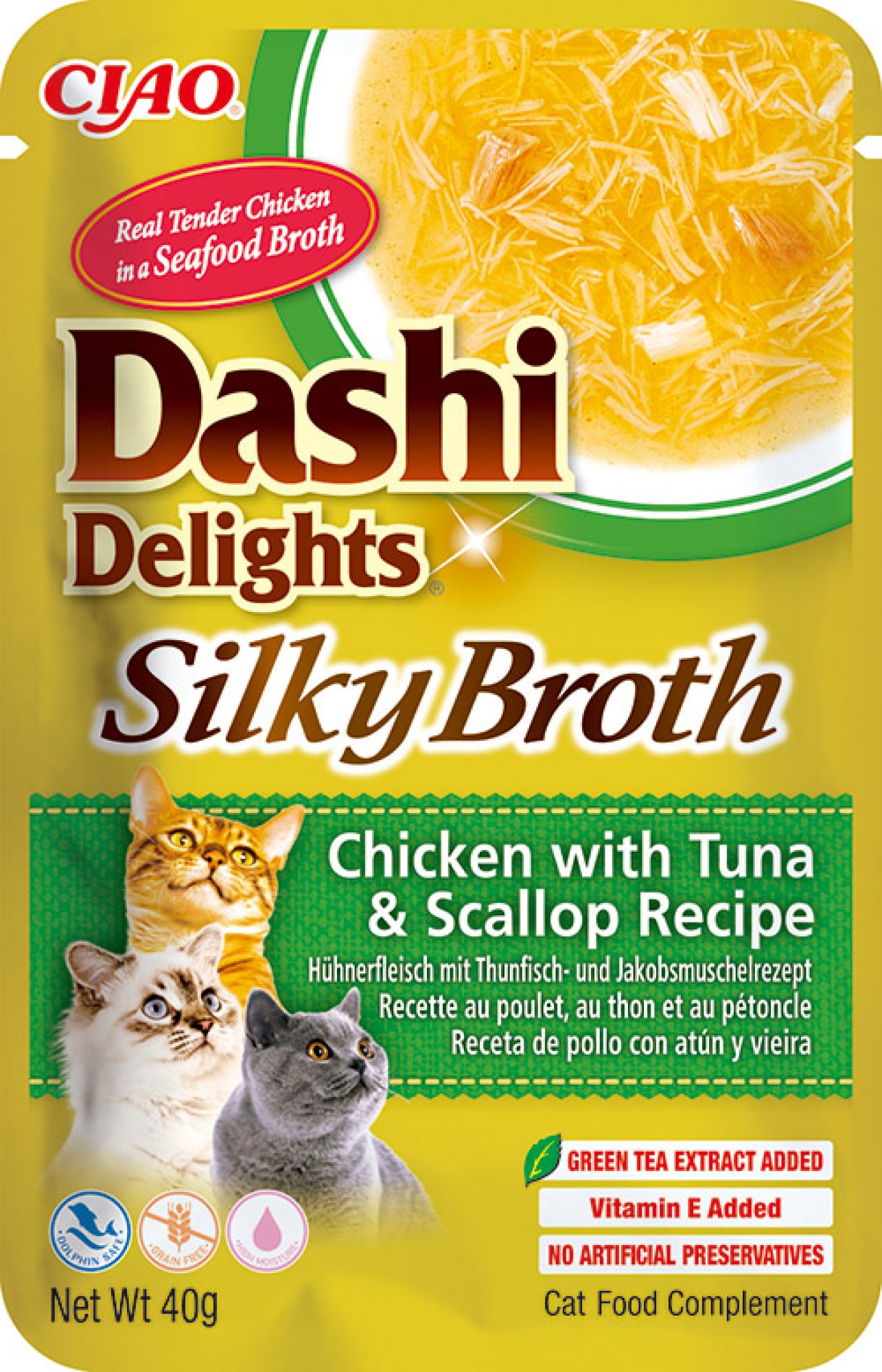 CIAO Dashi Delights Silky Broth pour chats Poulet au Thon et Coquilles Saint-Jacques
