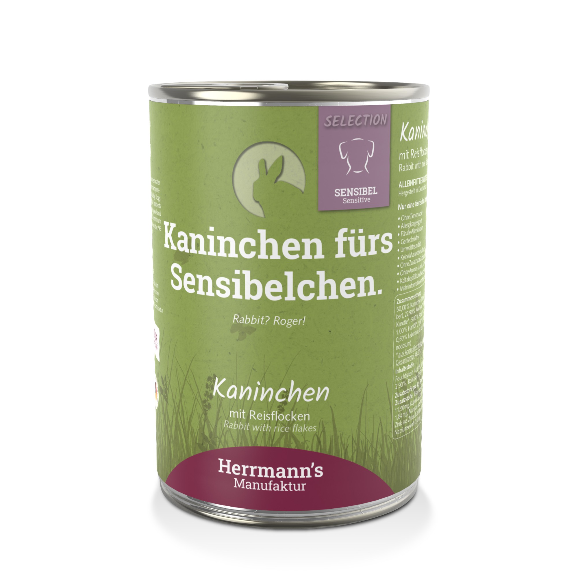 Herrmann's Selection Sensitive pour chiens Lapin aux flocons de riz 400 gr. - par 6 pièces