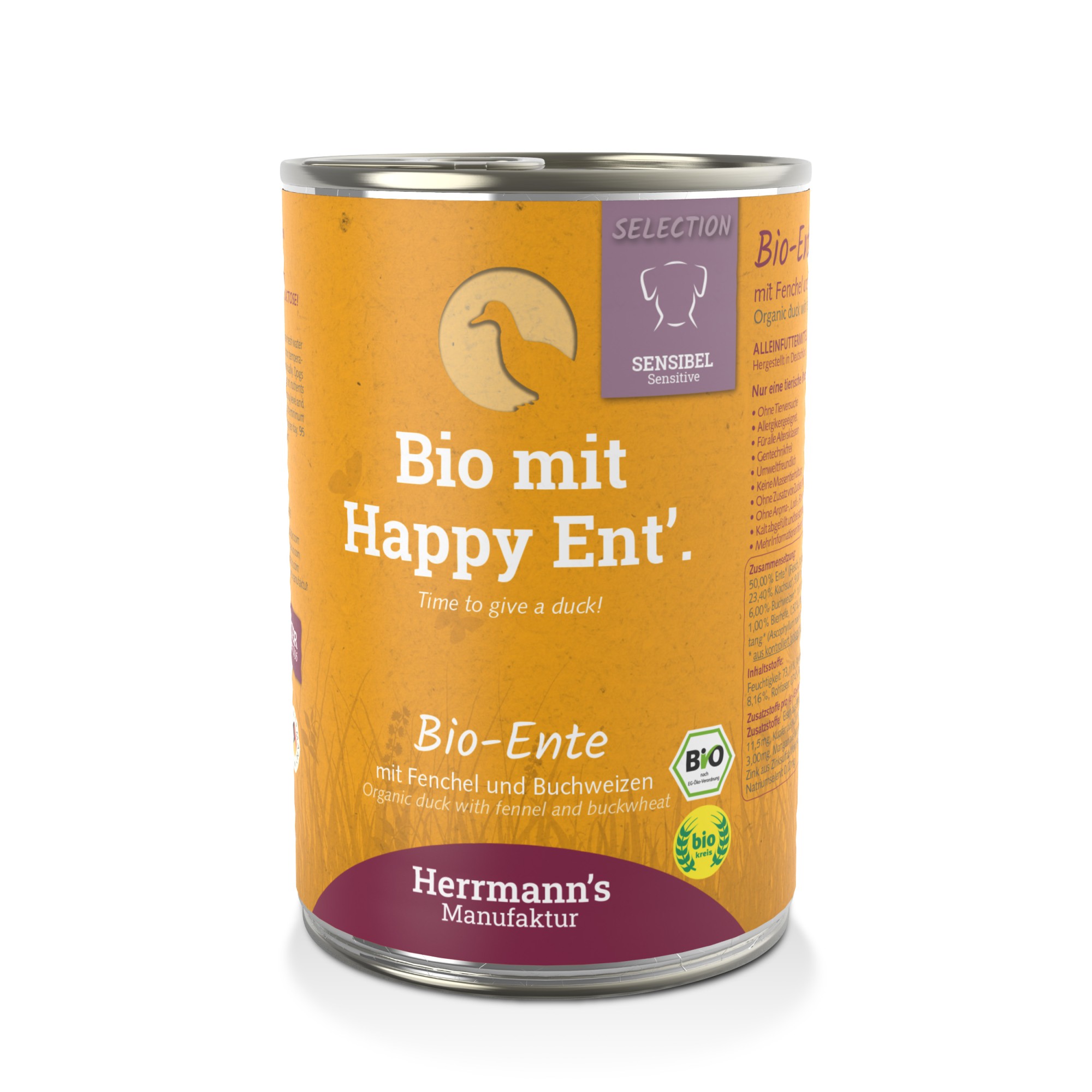 Herrmann's Selection Sensitive pour chiens Bio Canard avec fenouil 400 gr. - par 6 pièces