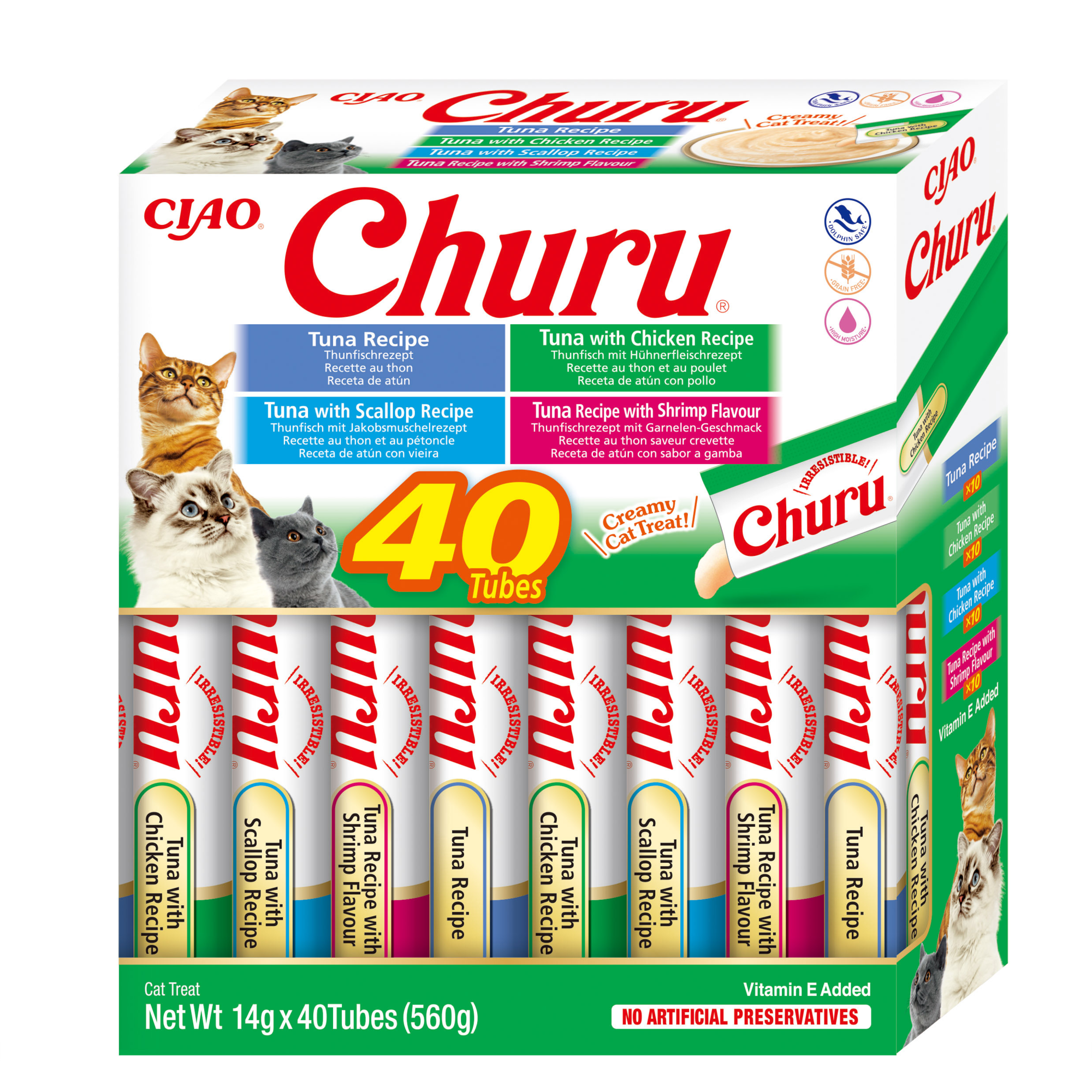 CIAO Churu pour chats Purée Multipack de Thon et fruits de mer - 40 pièces