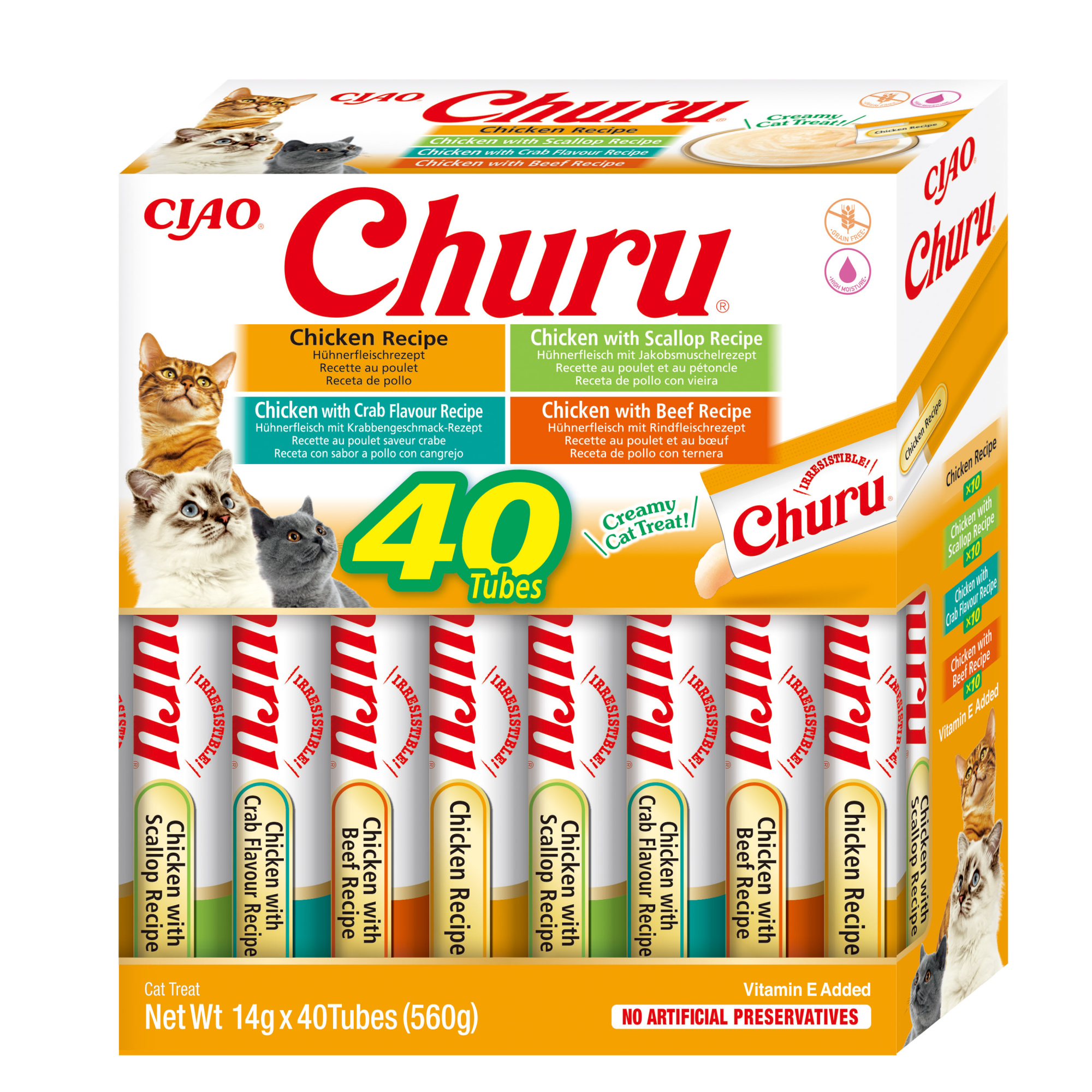 CIAO Churu pour chats Purée Multipack de Poulet - 40 pièces