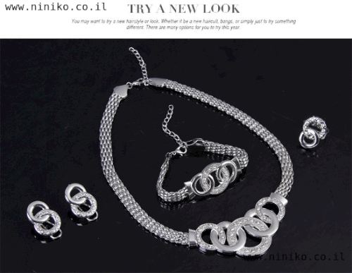 סט יוקרתי מושלם! שרשרת, עגילים, צמיד וטבעת