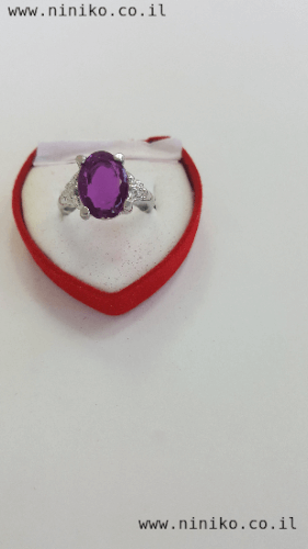 טבעת אבן קריסטל סגולה