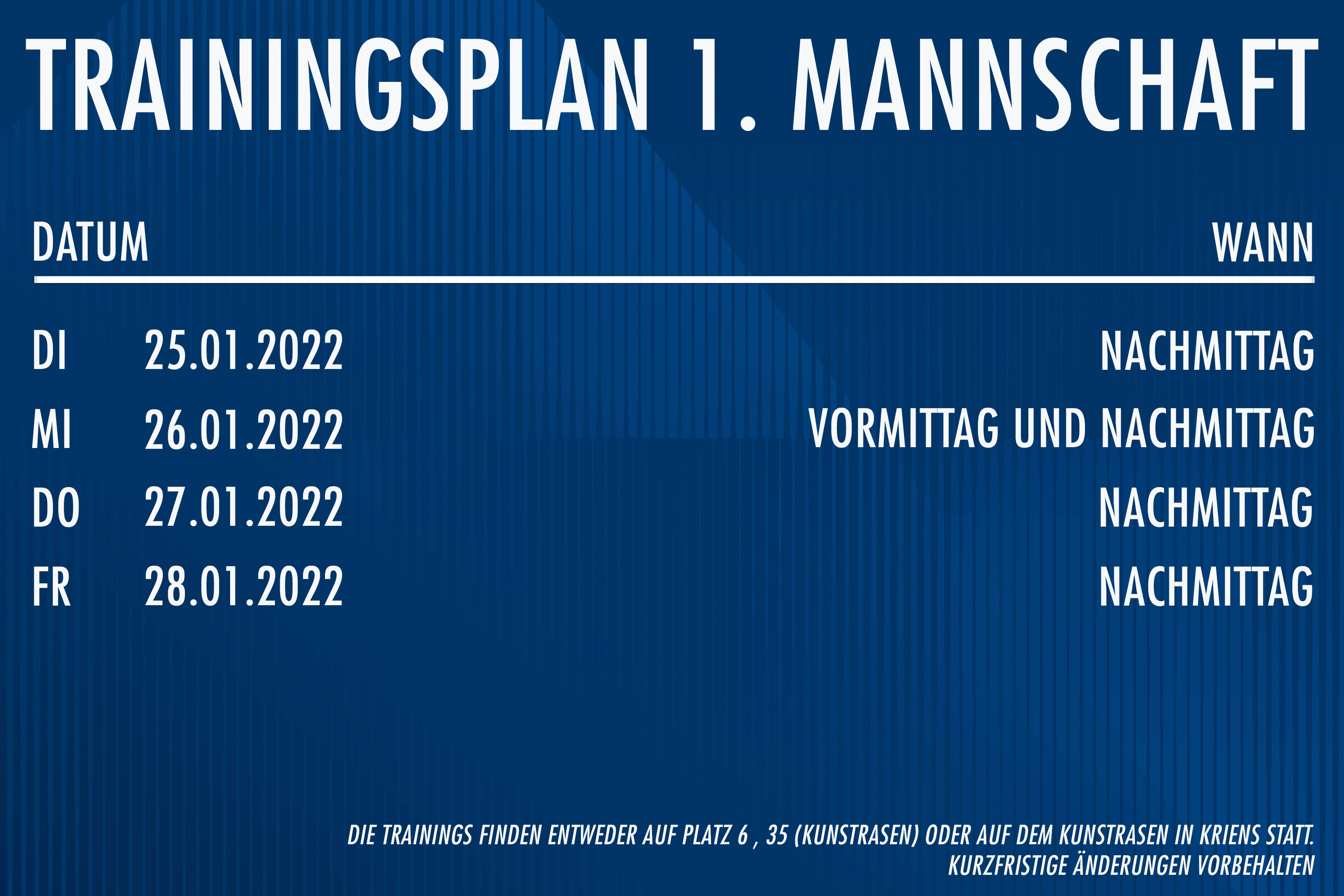 Trainingsplan KW 4 Trainingsplan KW 4