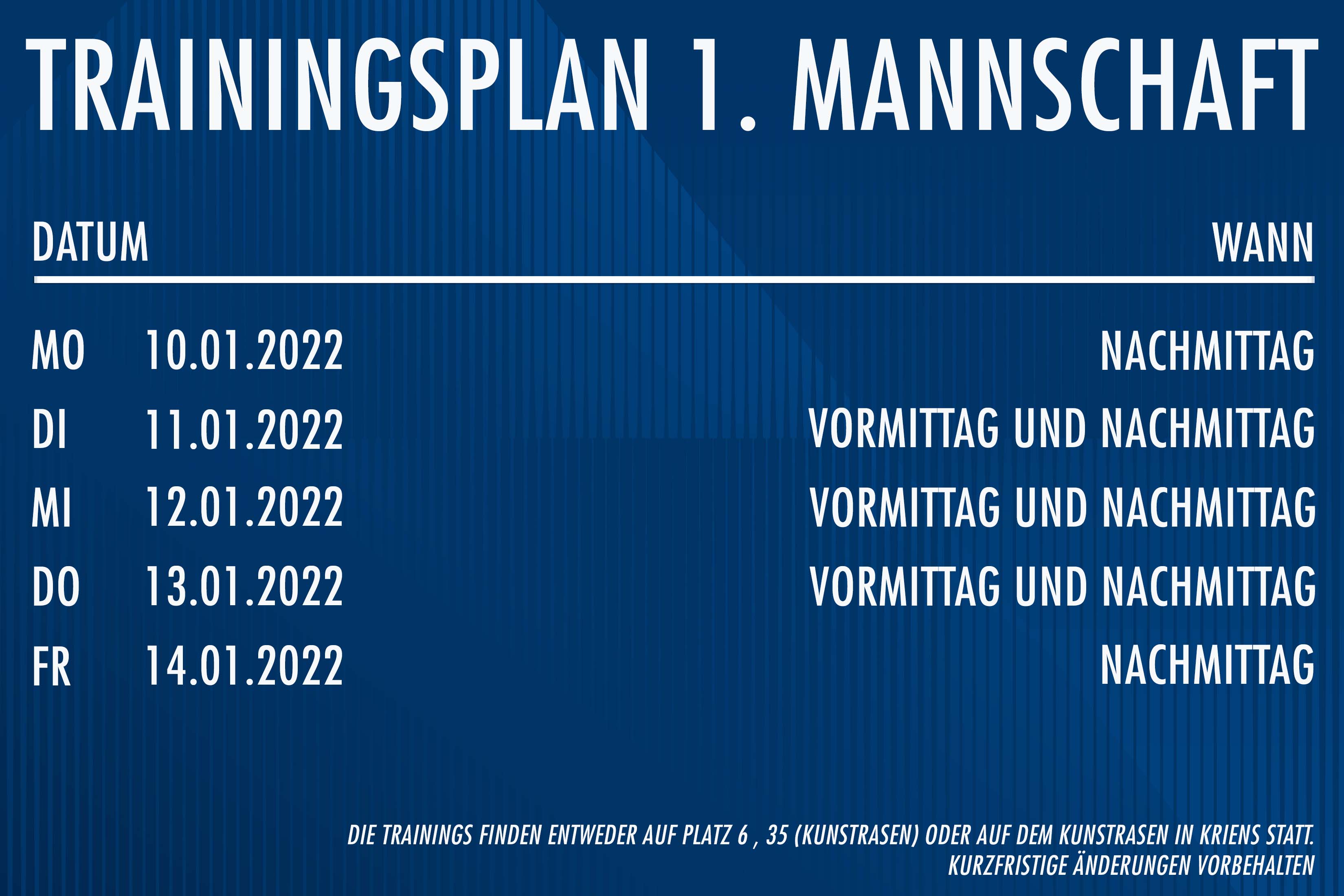 Trainingsplan KW 2 Trainingsplan KW 2