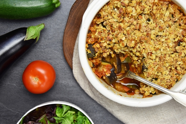 Comment faire un crumble de légumes du soleil au parmesan ?