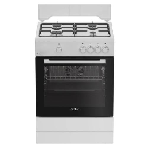 Aragaz pe gaz, Arctic ABGM6600L, 4 arzatoare gaz, dispozitiv siguranta arzatoare, iluminare cuptor, latime 60 cm, alb