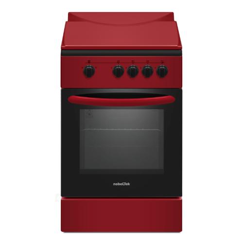Aragaz Nobeltek NLT 5551R/G1, 50 cm, plita gaz, cuptor gaz, capac tabla, Rosu