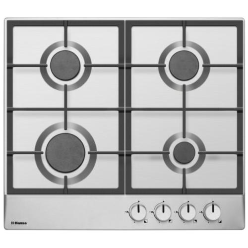Plita incorporabila Hansa BHGI610502, gaz, 4 arzatoare, Gratar fonta, 60 cm, Inox