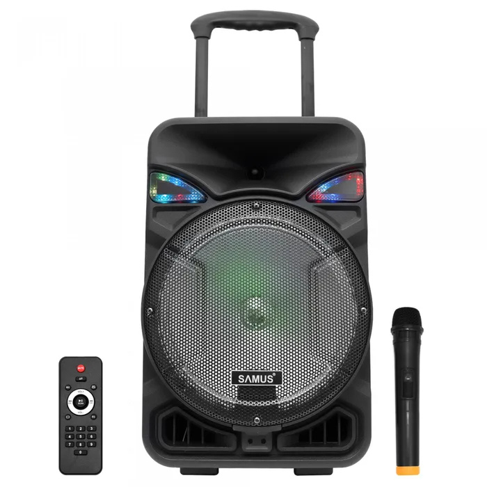 Boxa portabila activa Samus Studio 12, 50 W, negru, microfon, telecomanda, troler inclus