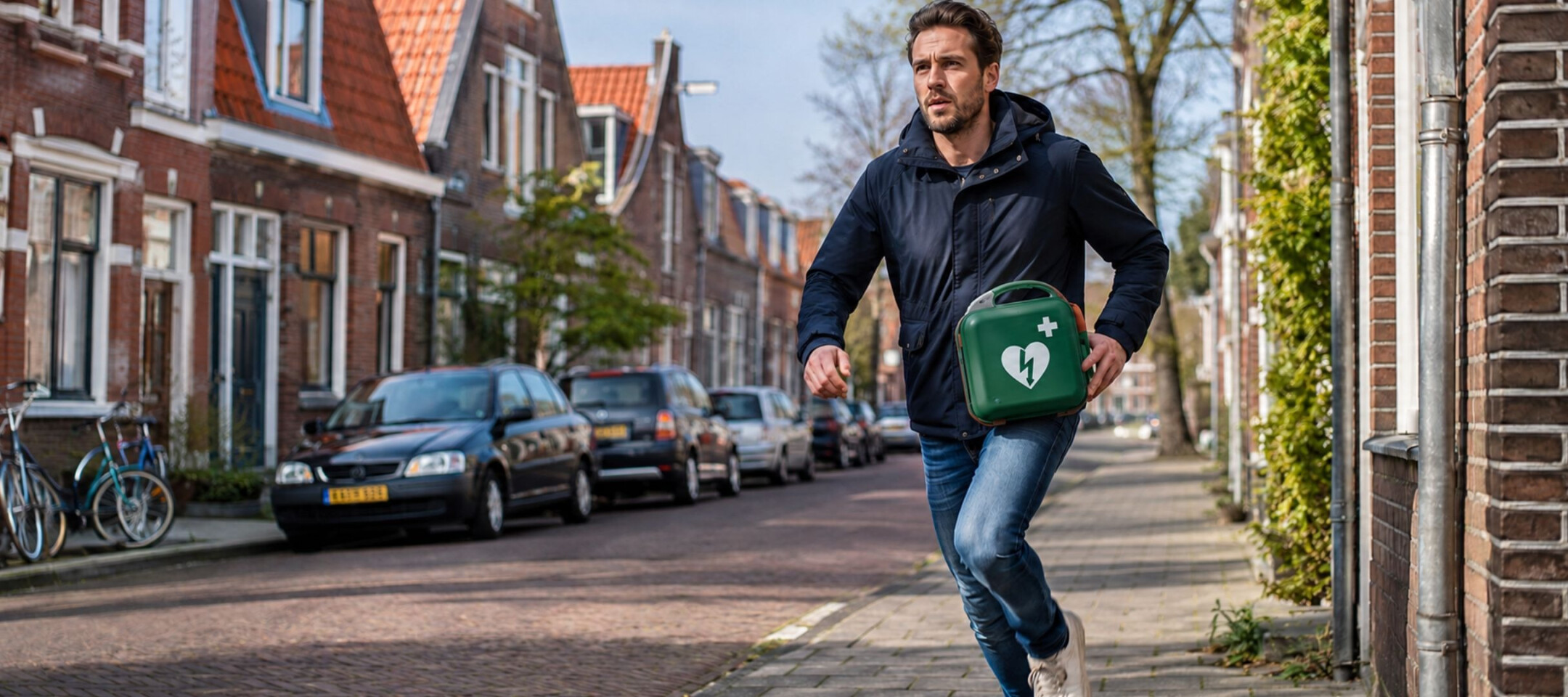 Deelnemer oefent reanimatie en AED-gebruik om burgerhulpverlener te worden.