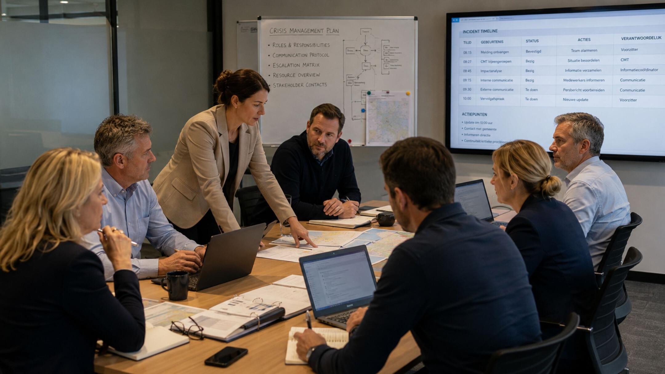 Directie en bestuur zit met elkaar te oefenen tijdens een CMT Basistraining van Inprevo.