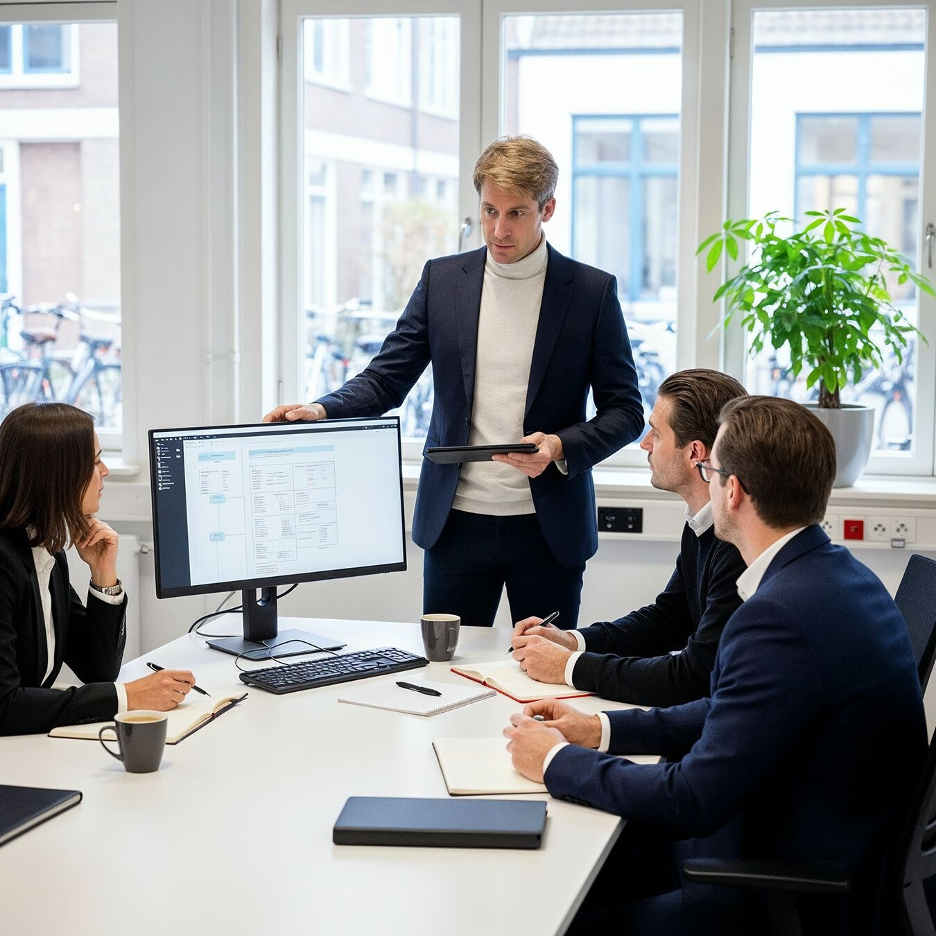 Teamoverleg over het uitwerken van veiligheidsbeleid naar concrete plannen