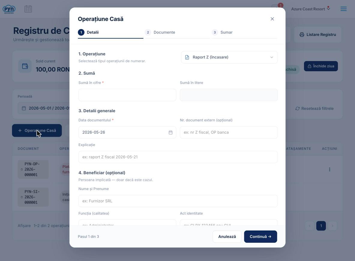 Cash Operation Form - step 1 with operation type and amount