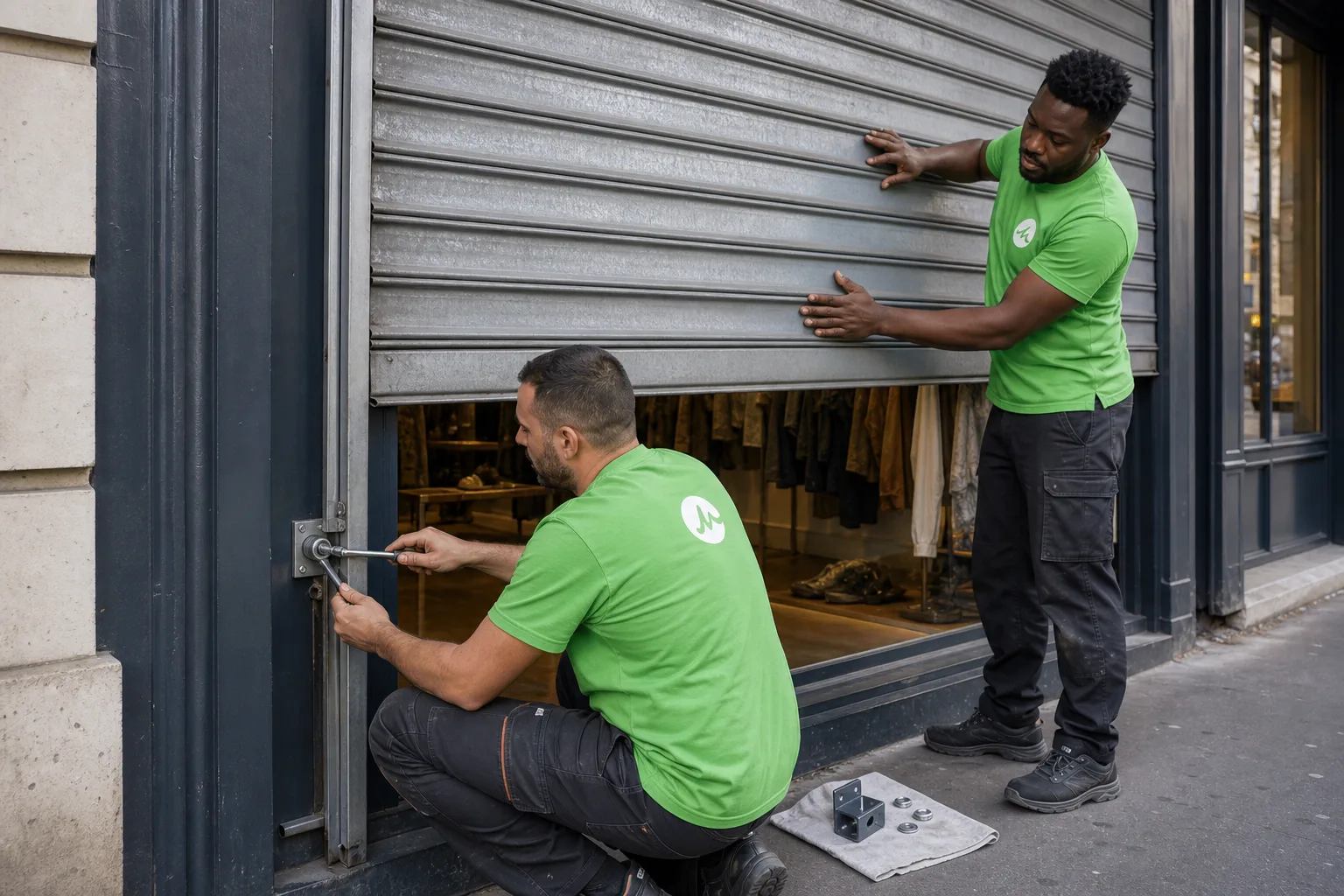 Réparation d'un rideau métallique de boutique