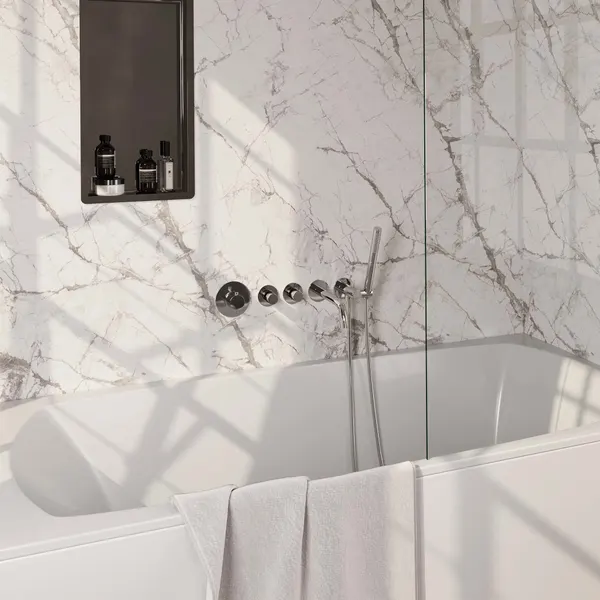 BRAUER Edition thermostatische inbouw badkraan SET 01 met uitloop en staaf handdouche en doucheslang en wandaansluitbocht