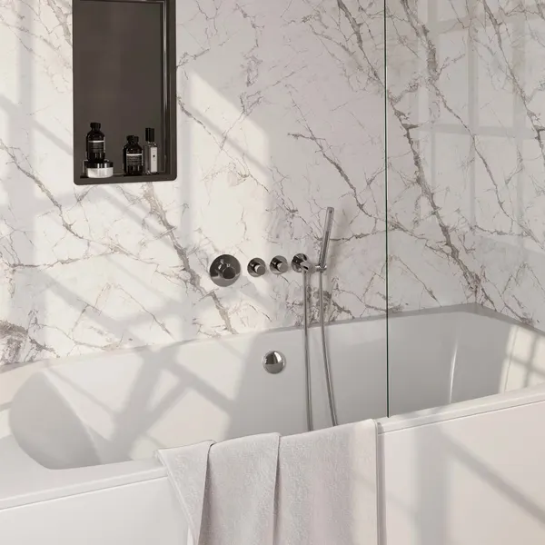 BRAUER Edition thermostatische inbouw badkraan SET 01 met badvulcombinatie en staaf handdouche en doucheslang en wandaansluitbocht