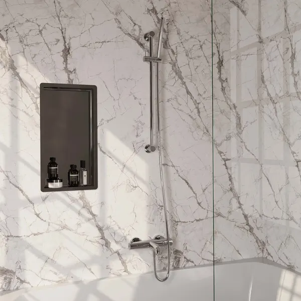 BRAUER Edition opbouw baddouche thermostaatkraan SET 01 met glijstang en staaf handdouche en doucheslang