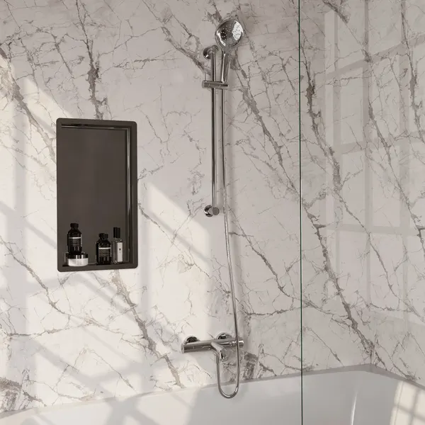 BRAUER Edition opbouw baddouche thermostaatkraan SET 02 met glijstang en 3-standen handdouche en doucheslang