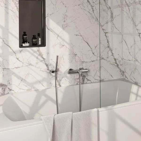 BRAUER Edition opbouw baddouche thermostaatkraan SET 03 met wandhouder en staaf handdouche en doucheslang