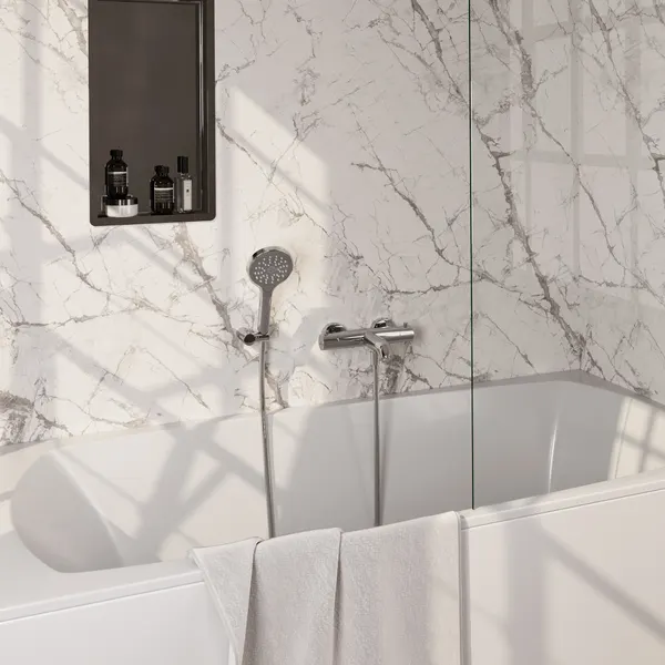 BRAUER Edition opbouw baddouche thermostaatkraan SET 04 met wandhouder en 3-standen handdouche en doucheslang