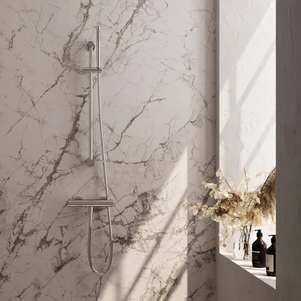 BRAUER Edition opbouw douche thermostaatkraan SET 01 met glijstang en staaf handdouche en doucheslang