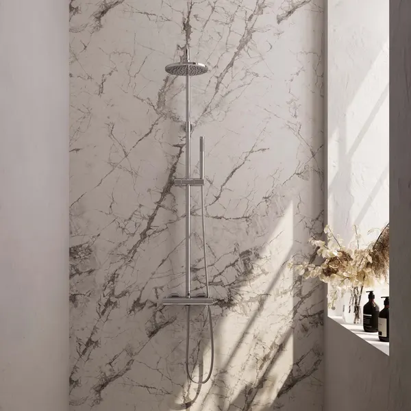BRAUER Edition opbouw thermostatische regendouche SET 01 met 20 cm hoofddouche en staaf handdouche en doucheslang
