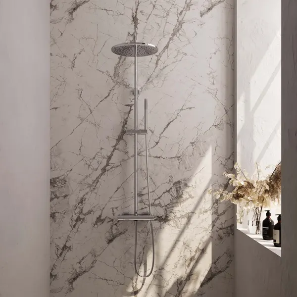 BRAUER Edition opbouw thermostatische regendouche SET 03 met 30 cm hoofddouche en staaf handdouche en doucheslang