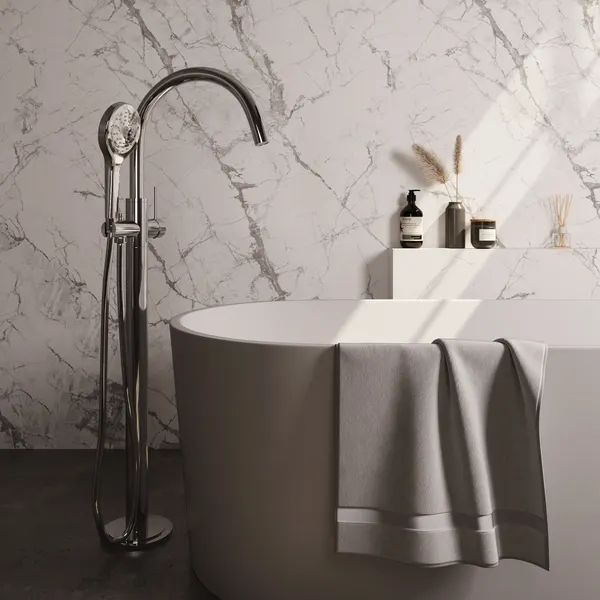 BRAUER Stripe vrijstaande badmengkraan SET 02 met 3-standen handdouche en doucheslang