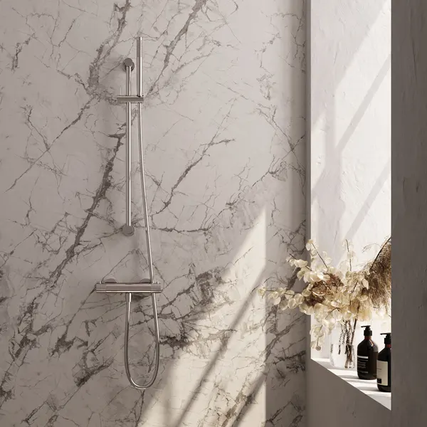 BRAUER Stripe opbouw douche thermostaatkraan SET 01 met glijstang en staaf handdouche en doucheslang