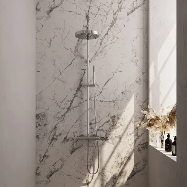 BRAUER Stripe opbouw thermostatische regendouche SET 01 met 25 cm hoofddouche en staaf handdouche en doucheslang