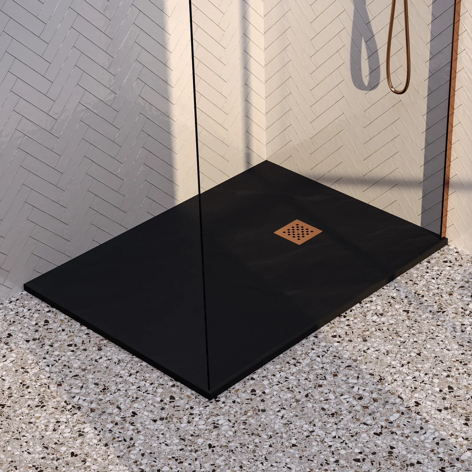 BRAUER Douchebak Asteroid 100x120 incl. antislip en antibacterieel mineraalmarmer