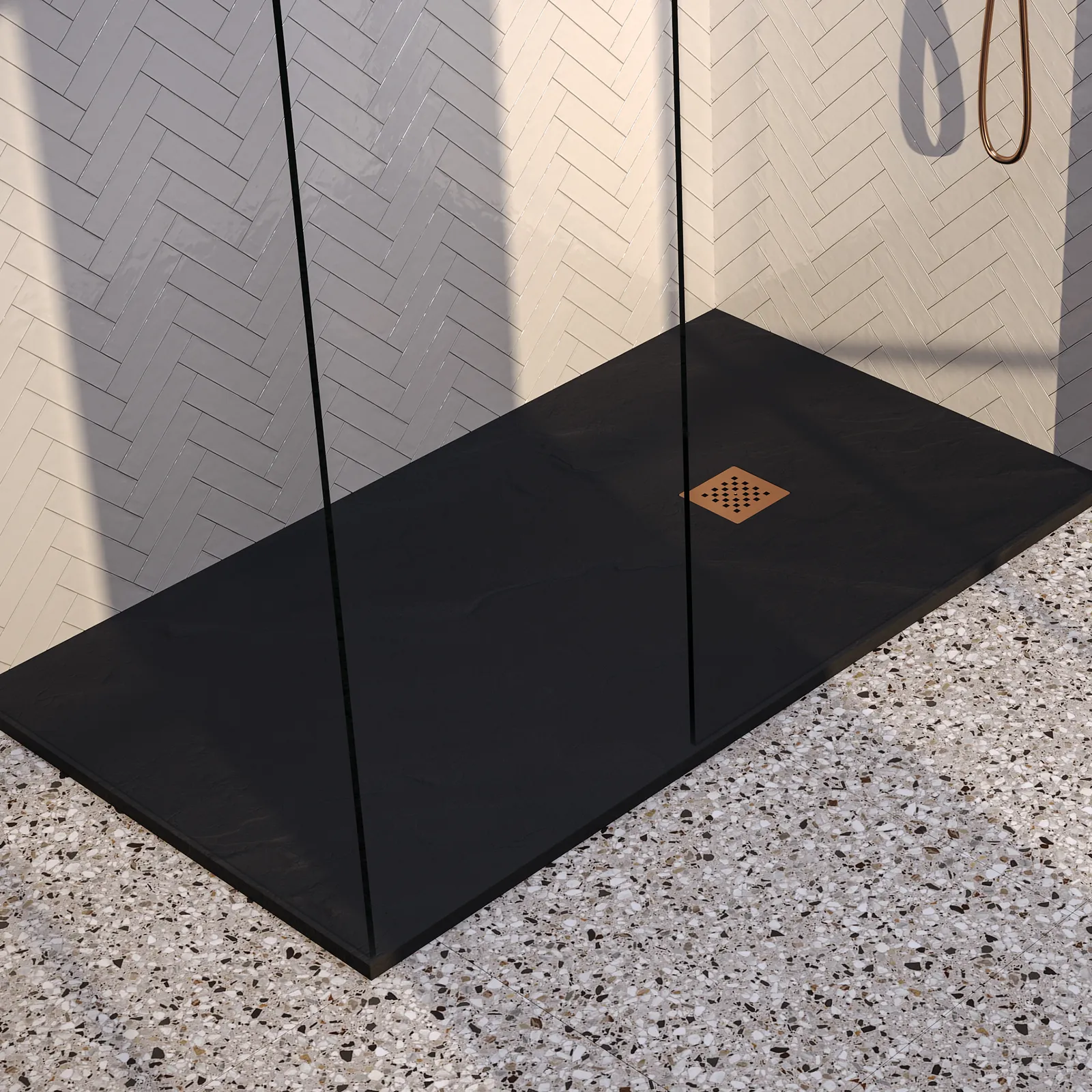 BRAUER Douchebak Asteroid 100x160 incl. antislip en antibacterieel mineraalmarmer