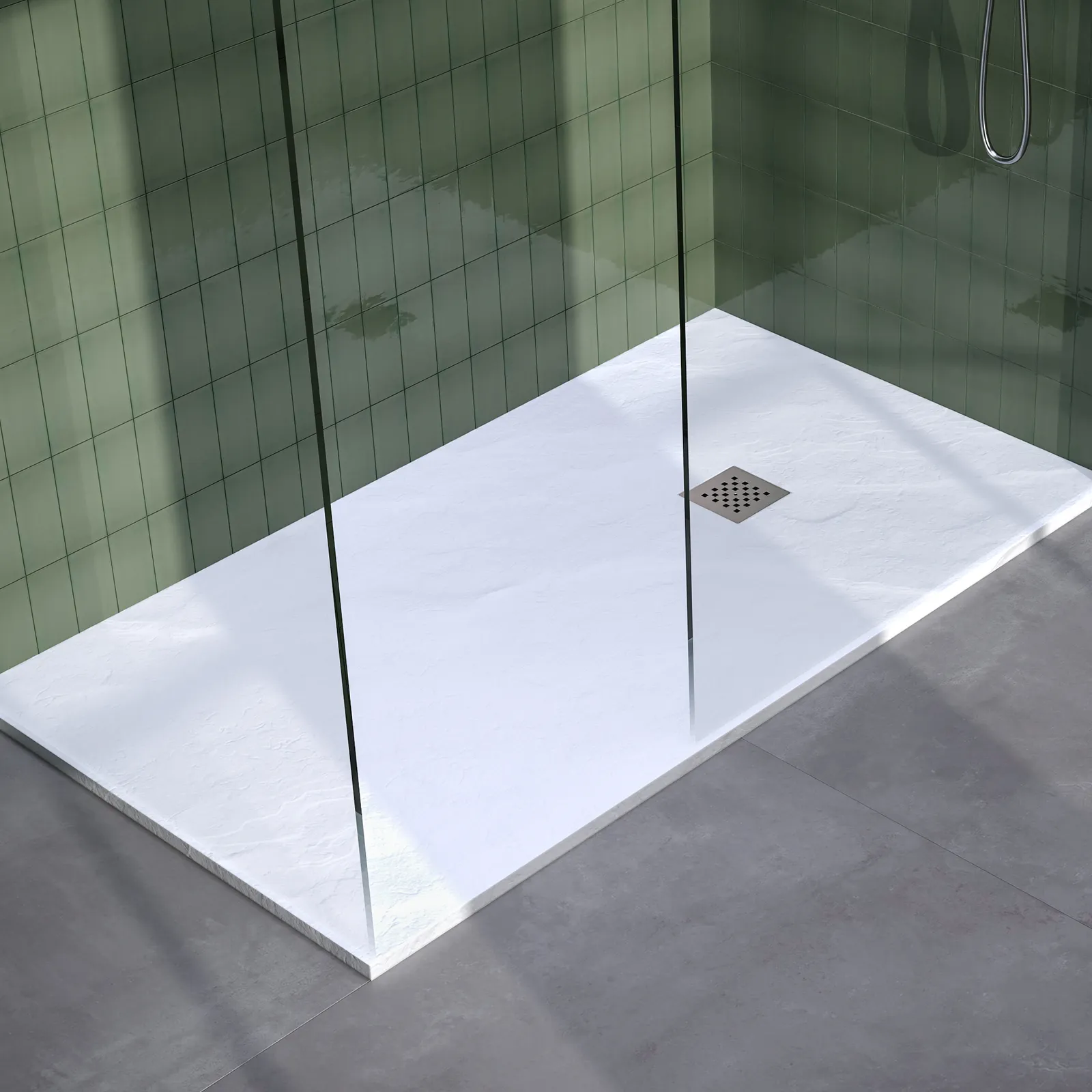 BRAUER Douchebak Asteroid 100x180 incl. antislip en antibacterieel mineraalmarmer mat wit