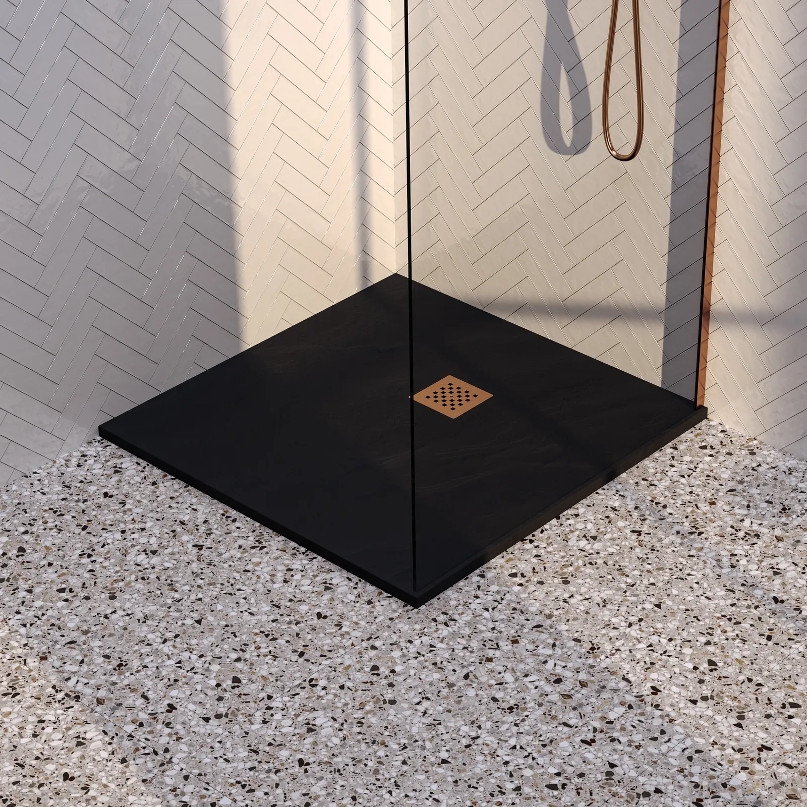 BRAUER Douchebak Asteroid 90x90 incl. antislip en antibacterieel mineraalmarmer