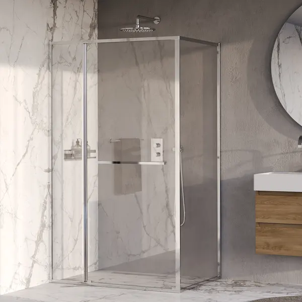 BRAUER Luminis douchecabine 3-delig naar binnen draaiend helder glas 120x90x200 omkeerbaar incl. glascoating
