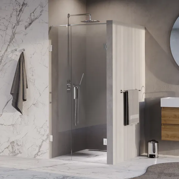 BRAUER Void nisdeur 2-delig helder glas 90x200 omkeerbaar met draaideur 60 aan muur incl. glascoating