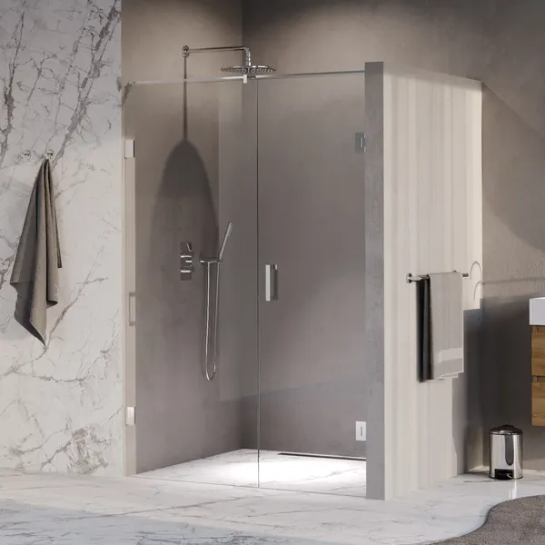 BRAUER Void nisdeur 2-delig helder glas 130x200 omkeerbaar met draaideur 60 aan muur incl. glascoating