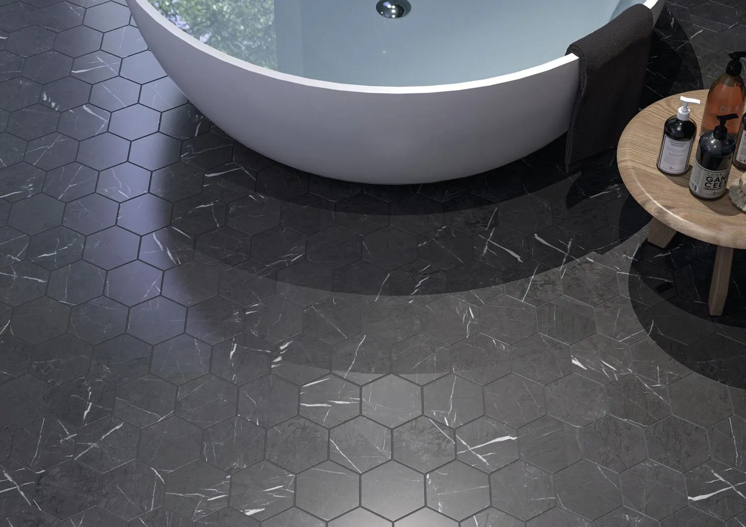 Hexagon Marquina Mat 15x17, foto 2 van 3